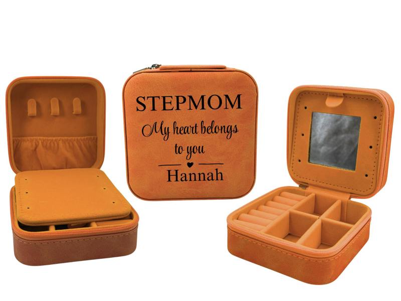 Dyzi Personalised Gift for Mum Travel Jewellery Box Faux Leather Case