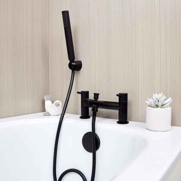 Flode Runn | Bath Shower Mixer | Including Handset and Holder | Matt Black
