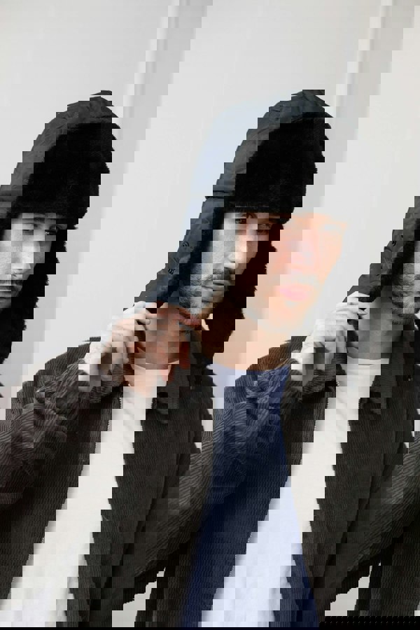 SVNX Black Lined Trapper Hat With Detachable Mouth Cover