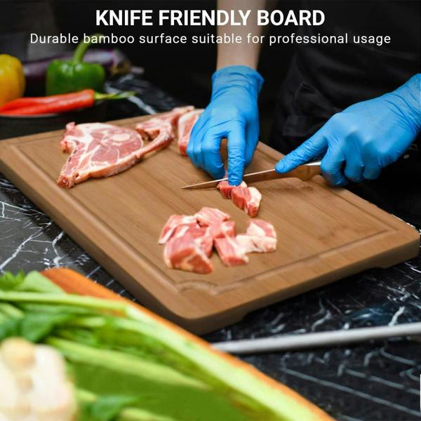 ADOV Large Bamboo Chopping Board, 2 in 1 Cutting Board and Serving Tray with Juice Groove, 41 x 30 x 2 cm