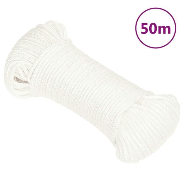 Berkfield Boat Rope Full White 3 mm 50 m Polypropylene