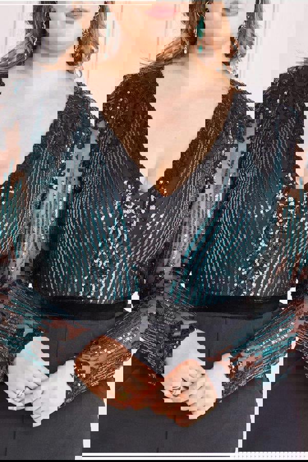 Sequin & Mesh Jumpsuit - Emerald Green TR289P