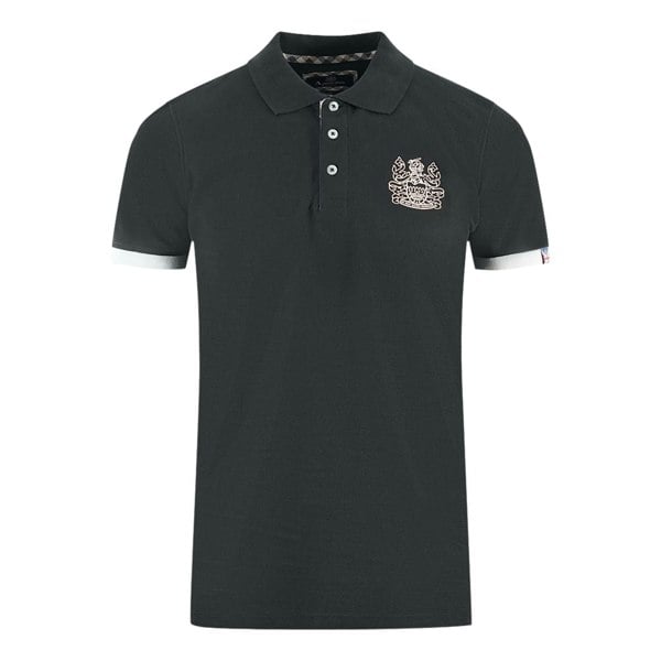 Aquascutum Branded Collar Polo Shirt - Black