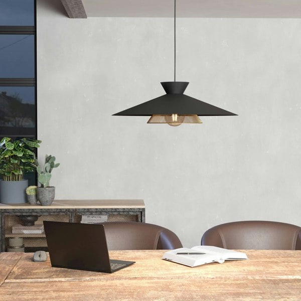EGLO Grizedale Black And Brass Single Pendant Light