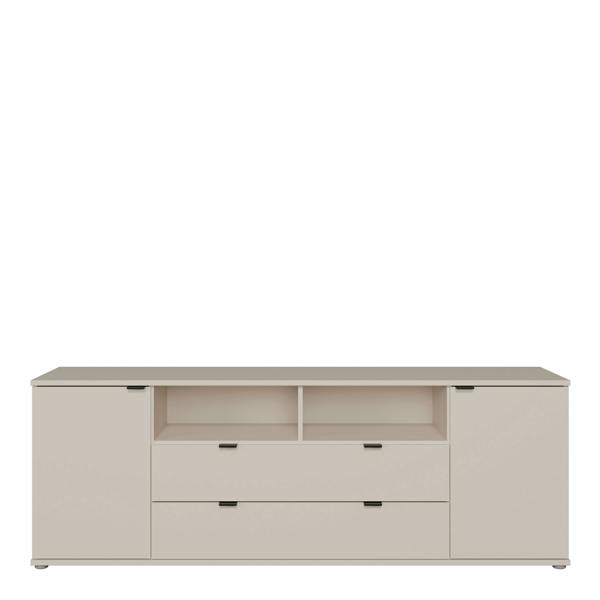 Furniture To Go Ganymede Wide TV Unit with Open Shelving, 2 Drawers & 2 Doors in Sand