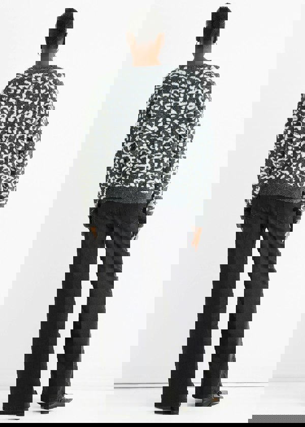 Gini London Grey Animal Pattern Loose Fit Knit Jumper