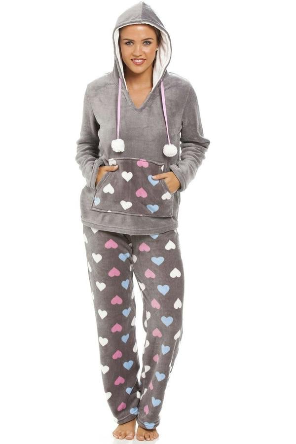Multi Coloured Heart Print Supersoft Grey Pyjama Set