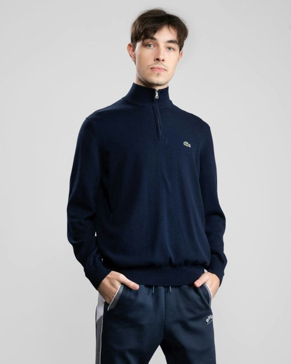Lacoste Half Zip Logo Mens Sweatshirt - Navy Blue 166