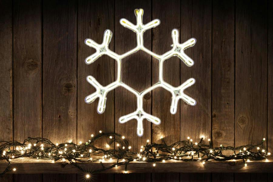 4cm Snowflake Neon Effect Rope Light with 90 Cool White LEDs for Indoor or Outdoor Display image 4