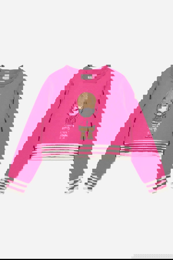 Moncler Enfant Girls Bear Print Sweatshirt in Pink