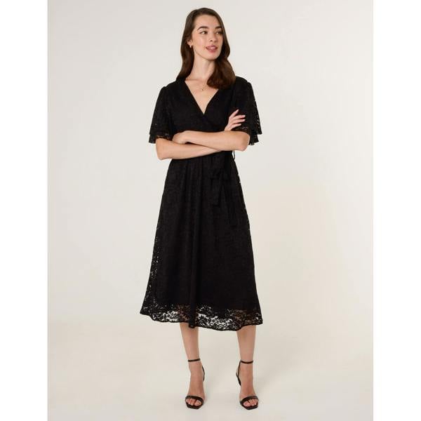 Blue Vanilla Double Angel Sleeve Lace Midi Dress