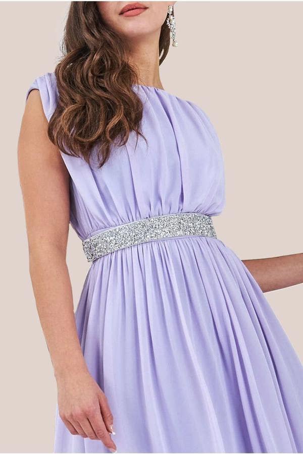 Chiffon Maxi With Embellished Belt - Lilac DR3472