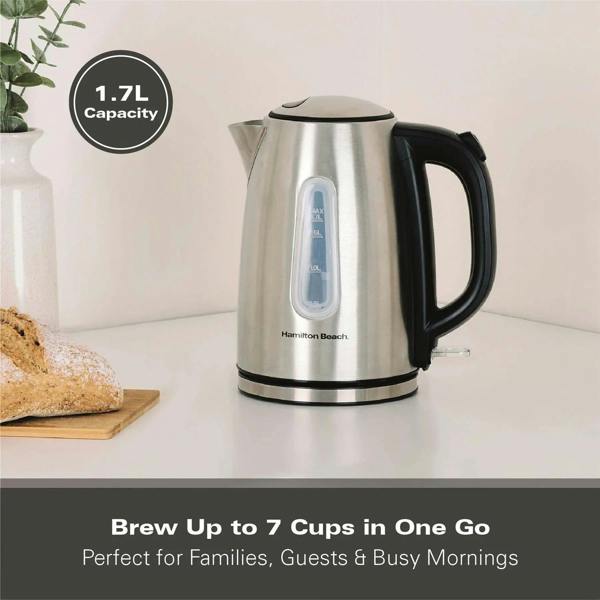 Hamilton Beach Rise Stainless Steel 1.7L Kettle - Brushed - Hamilton Beach UK