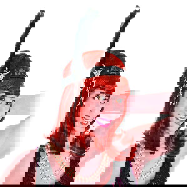 Bristol Novelty Unisex Adults Feathered Flapper Headband - Black - 