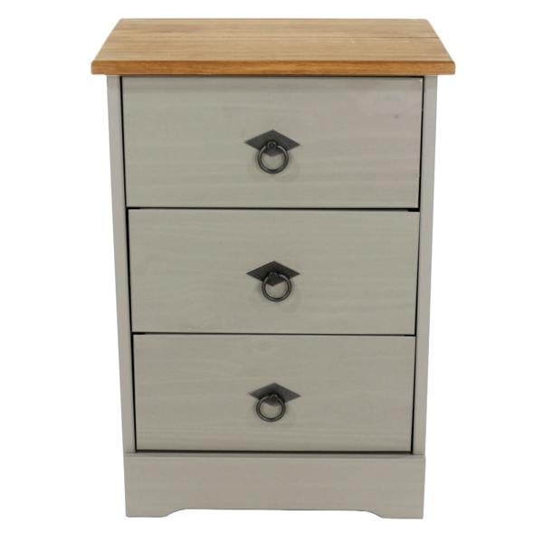 Core Products Corona Grey Modern 3-Drawer Bedside Cabinet