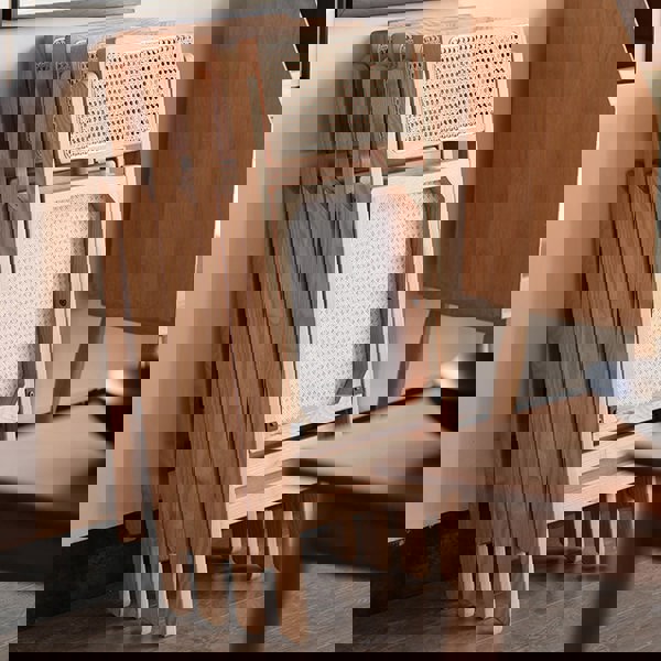 Silvia Foldable Rattan Dining Chair, Ash Wood-Rit Concept-Rit Concept