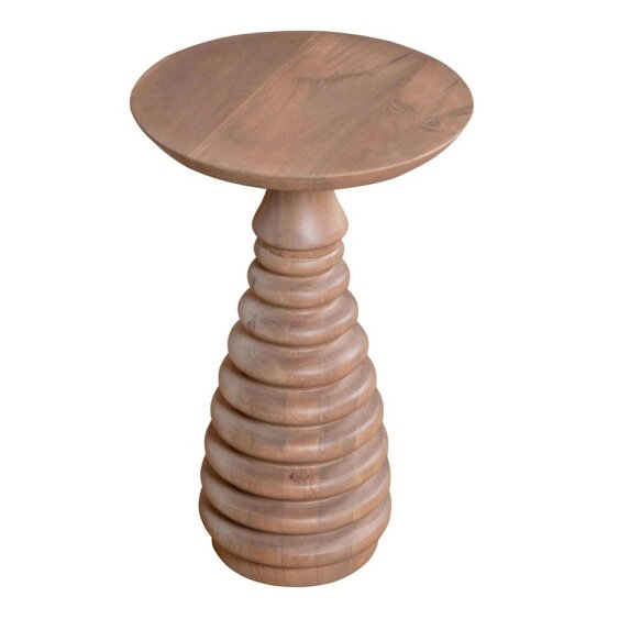 Wyld Haus Chicago Cane and Carved Natural Mango Wood Side Table