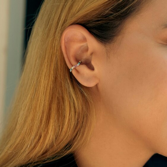 Spero London Molten Rainbow Sterling Silver Ear Cuff - Single