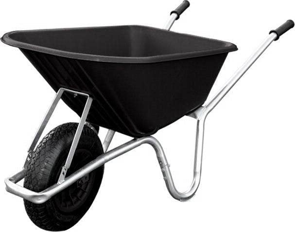 Bristol Tool Company 1894 Big Mucker Wheelbarrow Black With 120kg/100l Capacity, Strong Deep Plastic Pan, Twin Handles, Puncture-Proof Wheel