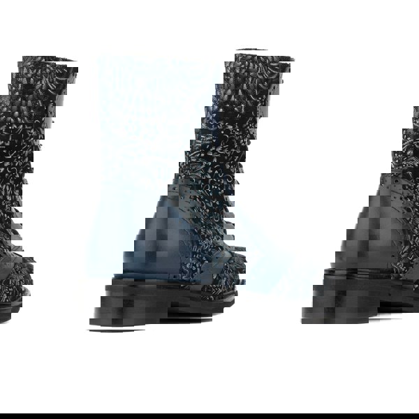 Embassy London Brick Lane Boots - Blue - Women's leather oxford higher ankle boot with brogue detail