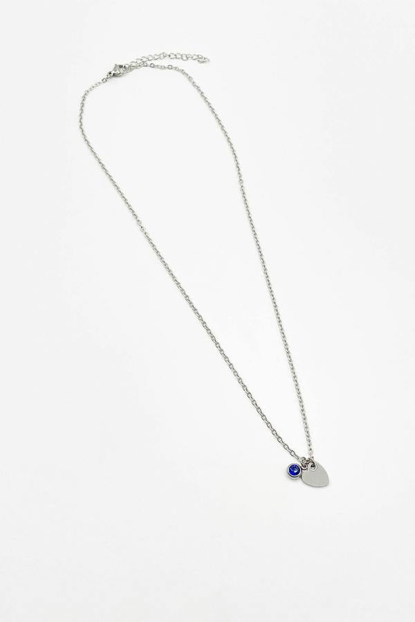 SVNX Mini Heart & September Birthstone Necklace in Silver - Gift Boxed