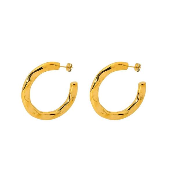 Elk & Bloom Chunky 14K Gold Hammered Hoops