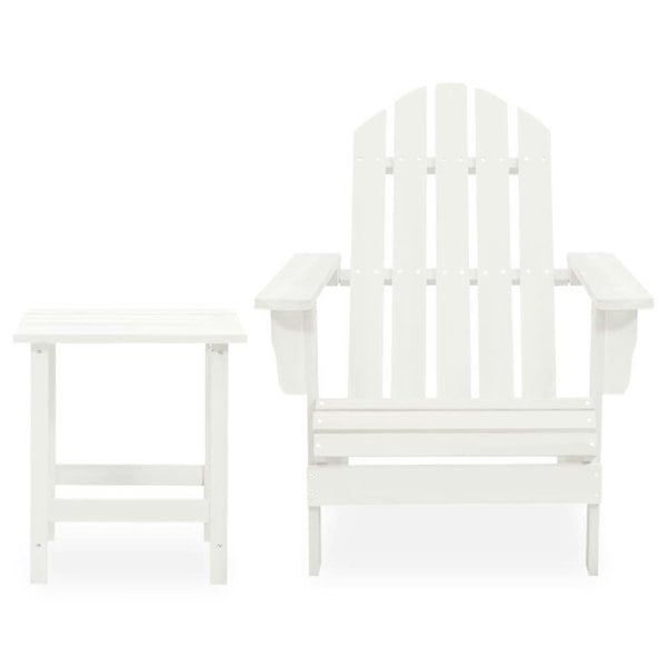 Berkfield Garden Adirondack Chair with Table Solid Fir Wood White