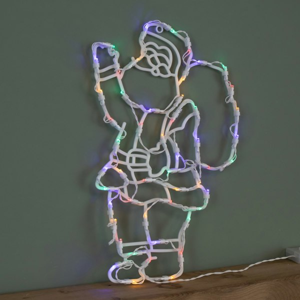 Samuel Alexander 44cm Battery Powered Light up Hanging Christmas Santa with Multi-Coloured  Multi-Action LEDs