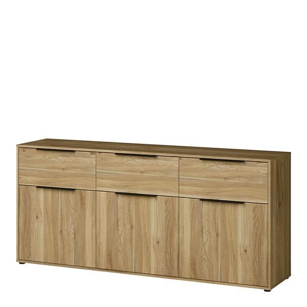 Furniture To Go Orkney 3 Drawer Sideboard with 3 Doors in Mauvella Oak