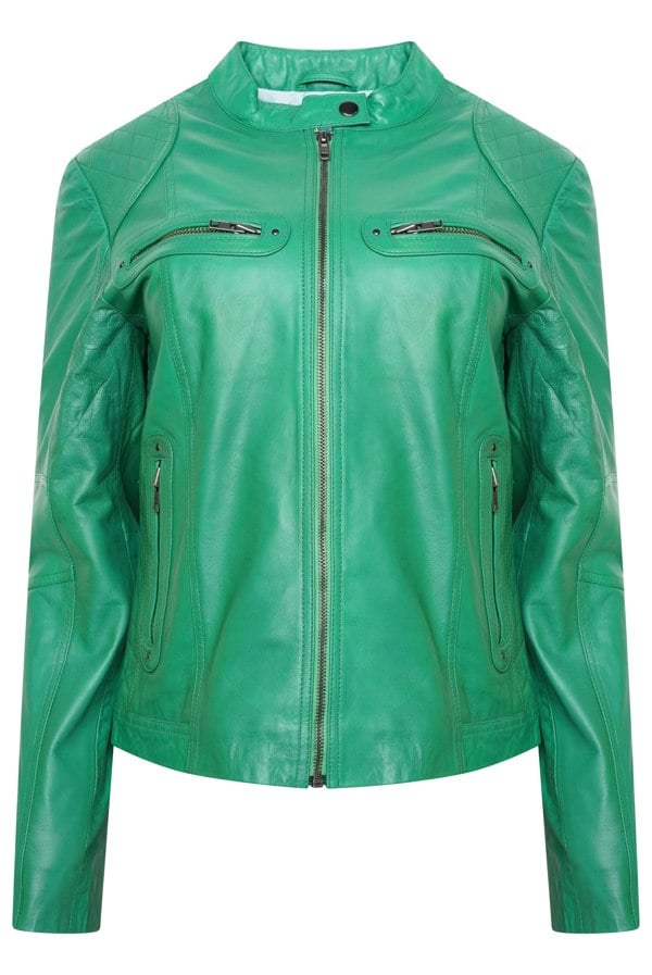 Pelle D’annata Ladies Real Leather Biker Jacket - Cool Green