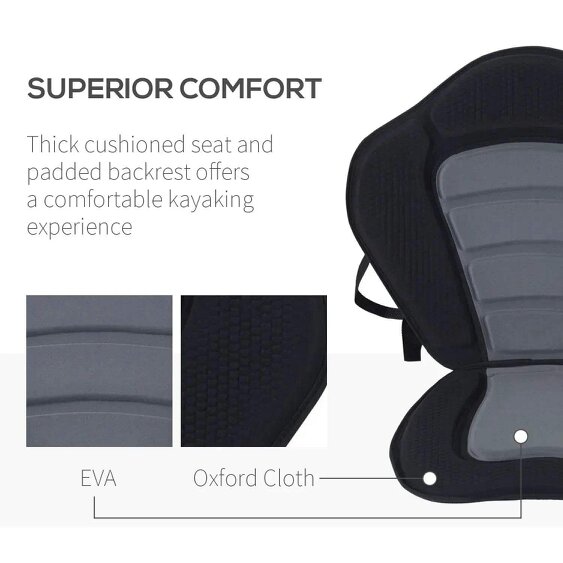 Deluxe Kayak Seat Sit On Top Padded Backrest Canoe Rafting Sports High Back Detachable