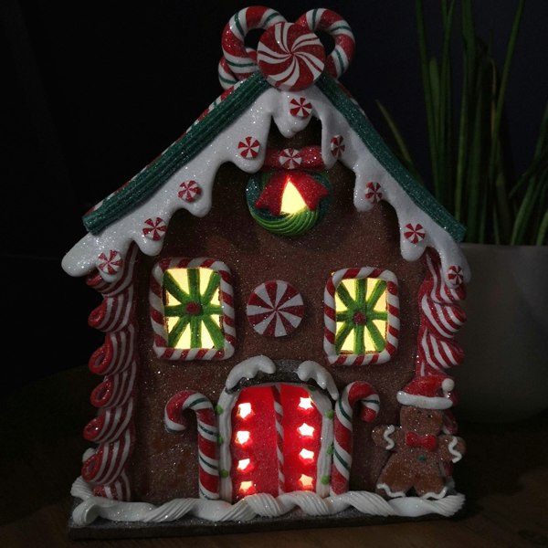 Samuel Alexander 23cm Battery Operated LED Christmas Gingerbread Candy Chalet Decoration
