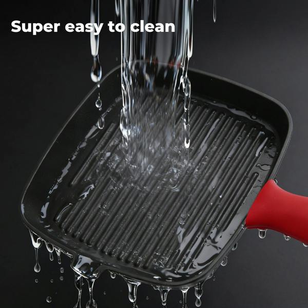 Toque Cast Iron Griddle Grill Pan Square Skillet BBQ Non‑Stick Frying Cookware