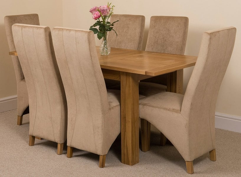 That's Furniture Hampton Small Oak Extending Dining Table with Lola Fabric Chairs