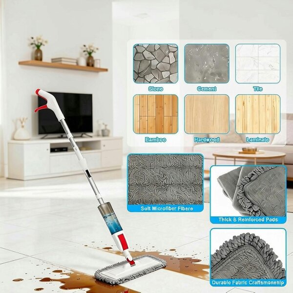 deAO Spray Mop for Hardwood & Tile Floors with 3 Microfiber Pads & Refillable Bottle