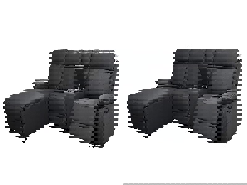 DS Living Sorento Recline Right Hand Corner Leather 3 Seater Sofa in Black or Grey