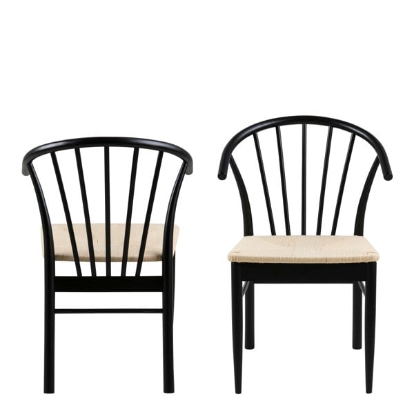 Furniture To Go Cassandra Dining Chair with Armrest in Black Set of 2