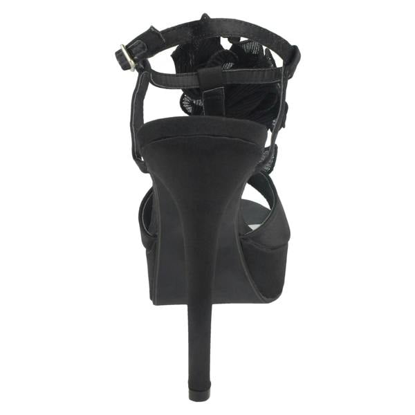 Spot On Ladies Spot On Heeled Platform Sandal With Ruffle Trim