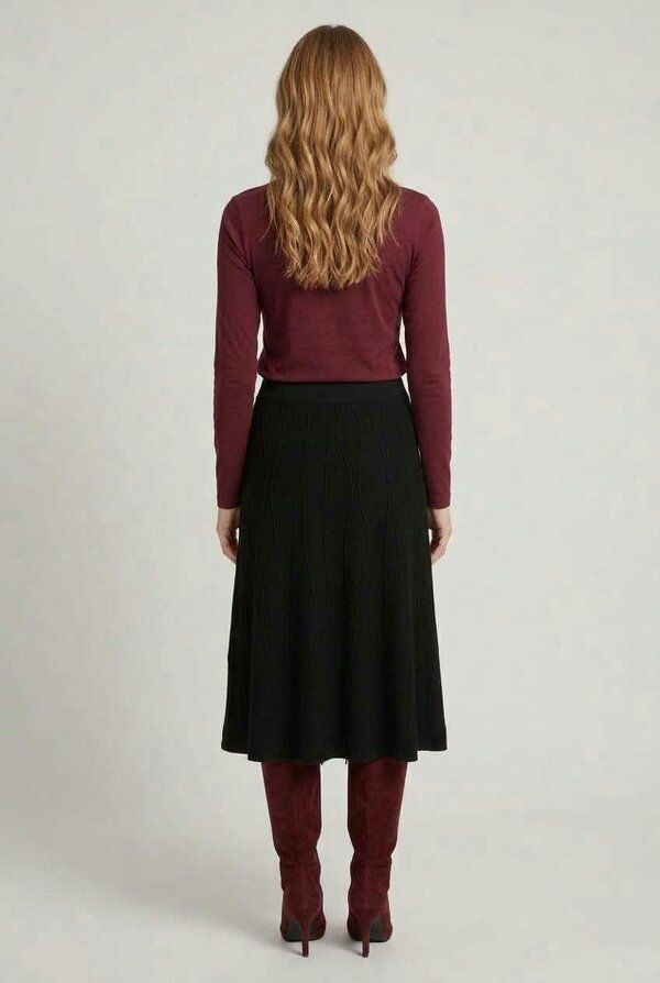 Izabel London Textured High Waist A-Line Midi Skirt