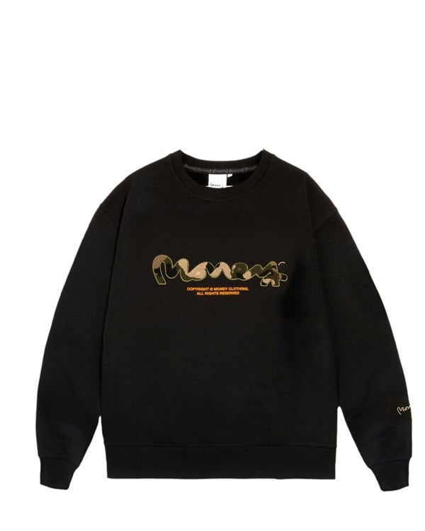 Money Chop Sig Camo Crew Sweat Black