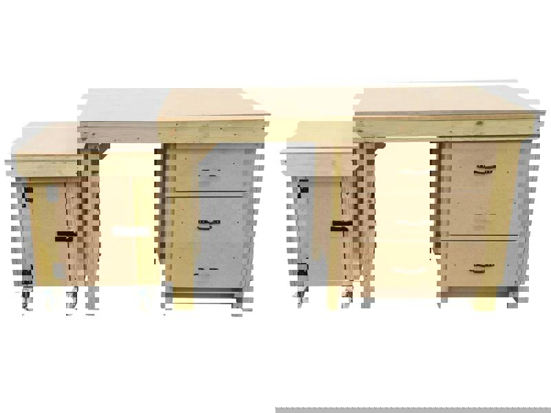 Wooden MDF Top Workbench (V.6) – Sturdy Workstation with Drawers and Functional Lockable Cupboard, Ideal for Garages, Workshops, and Studios