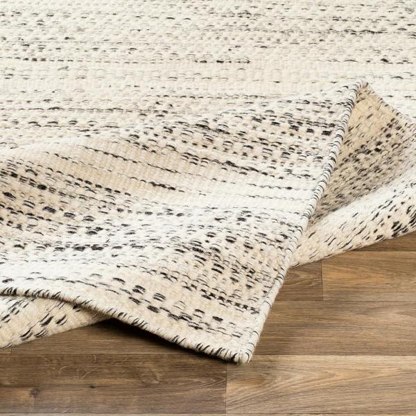 Livabliss Mardin-Hand Woven Cream Black Wool Modern Fringe Rug