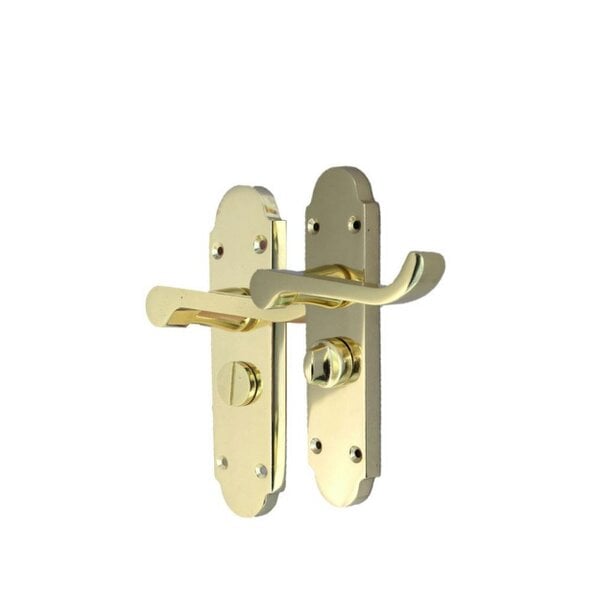 EDH Door Hardware Epsom Victorian Scroll Brass Plated Privacy Bathroom Modern Door Handles 2 Pairs