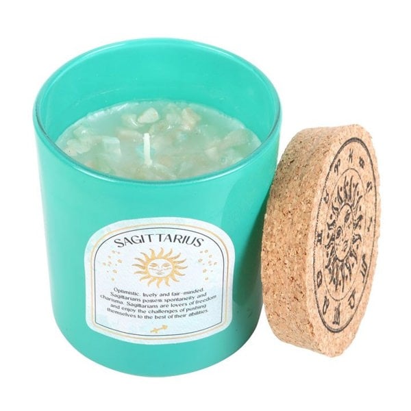 Something Different Sagittarius Ylang Ylang & Amber Turquoise Chips Scented Candle - Blue/Brown