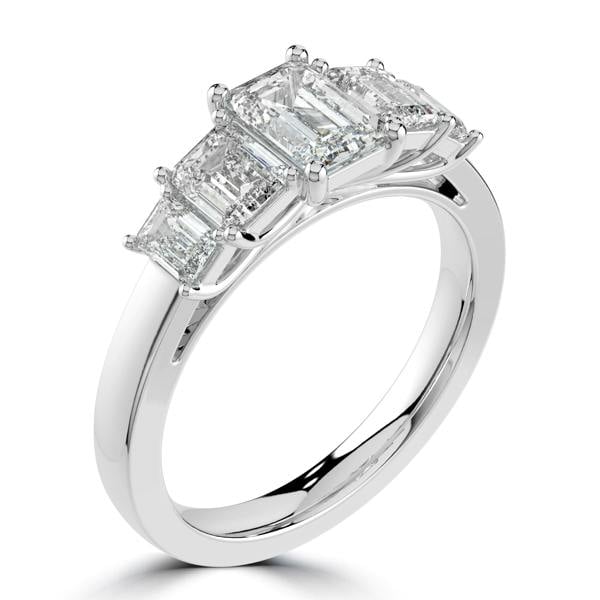 Sarah Layton Platinum Five Stone Emerald Cut Laboratory Grown Diamond Ring, 2.53ct