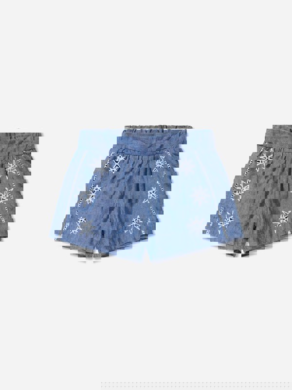 Chloé Baby Girls Chambray Embroidered Shorts in Blue