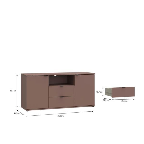 Furniture To Go Ganymede TV Unit with Open Shelf, 2 Drawers & 2 Doors in Terracotta
