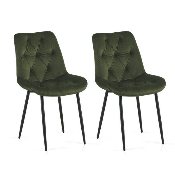 SONARA Modern Set of 2 Velvet Dining Chairs with Ergonomic Upholstered Seat