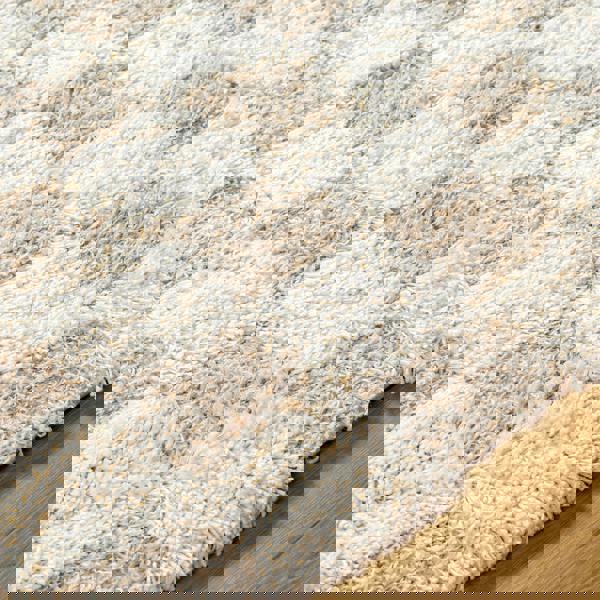 Livabliss Urban Shag-Modern Cream Beige Checkered Soft Plush Pile Rug