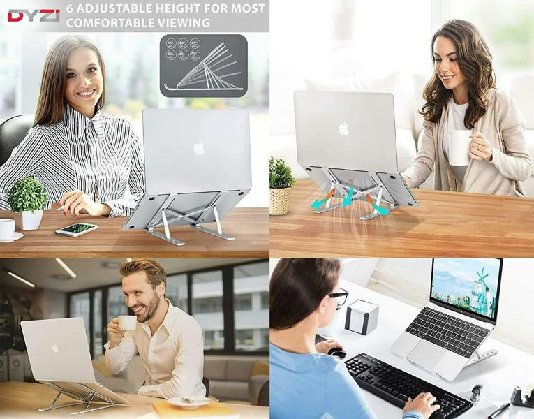 Dyzi Foldable Aluminum Laptop Stand Portable Compact Ventilated Holder